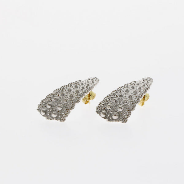 Silver and gold Fragment earrings by designer Tamahra Prowse.