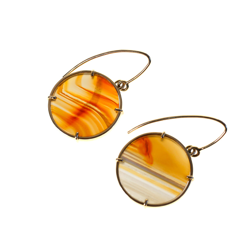 Gold agate slice earrings