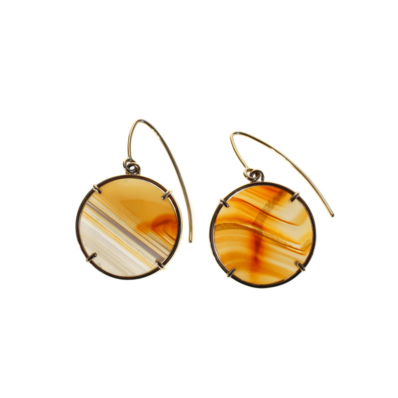 Gold agate slice earrings