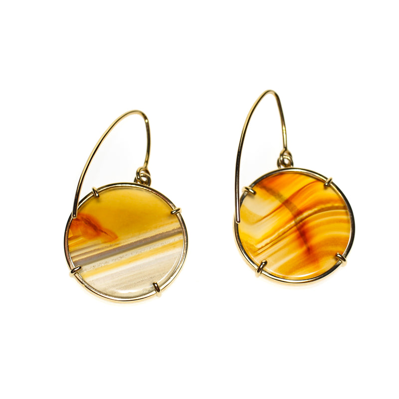 Gold agate slice earrings