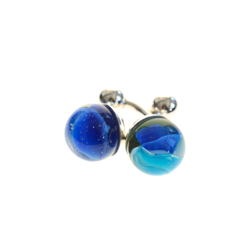 Vintage blue marbles set in sterling silver cufflinks. Jewellery for men.