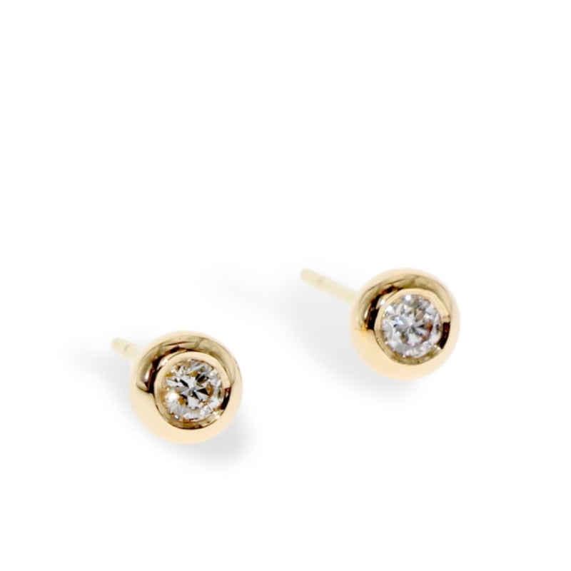 18 karat yellow gold diamond stud earrings by Tamahra Prowse