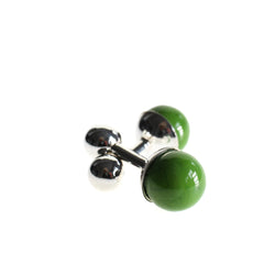 Vintage green marble cufflinks set in sterling silver, gifts for men.