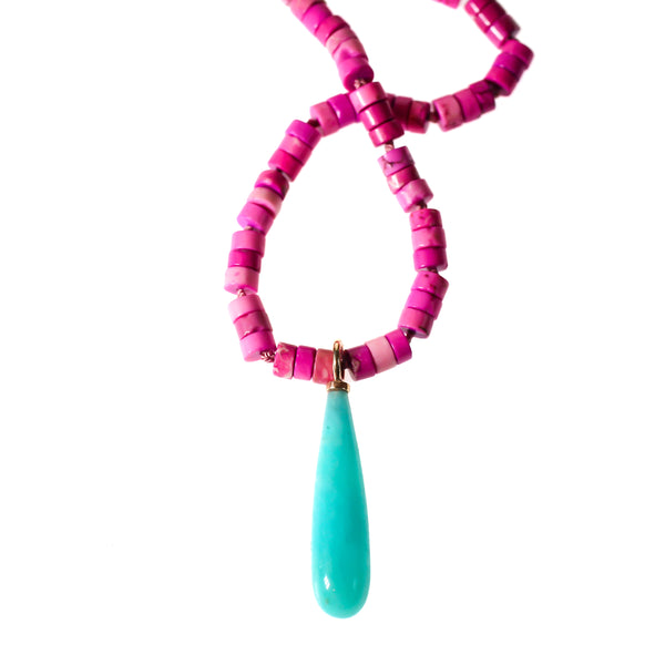Amazonite drop and pink howlite necklace handmade by Tamahra Prowse