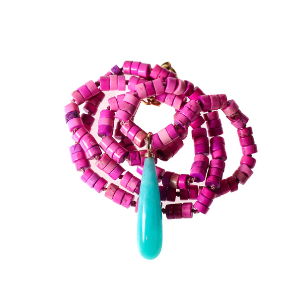Amazonite drop and pink howlite necklace handmade by Tamahra Prowse