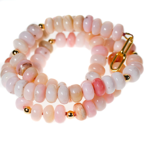 Pink opal and gold necklace