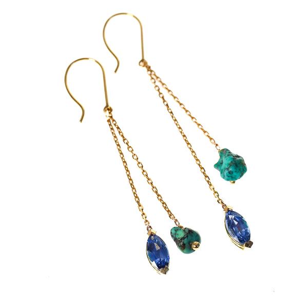 Sapphire and turquoise earrings