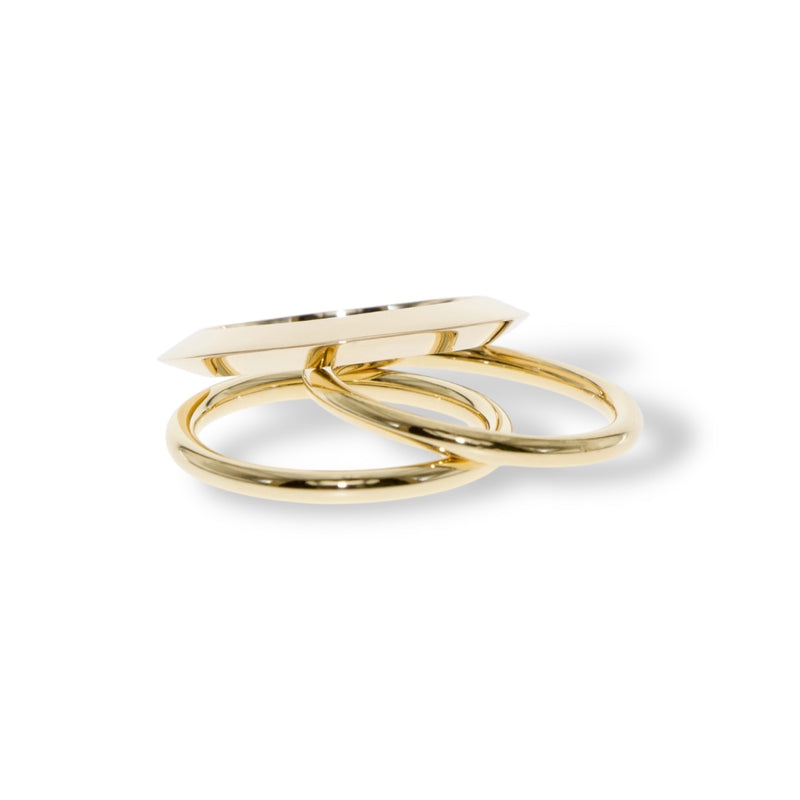 Tamahra Prowse jewellery design gold triangle ring. Simple geometry series.
