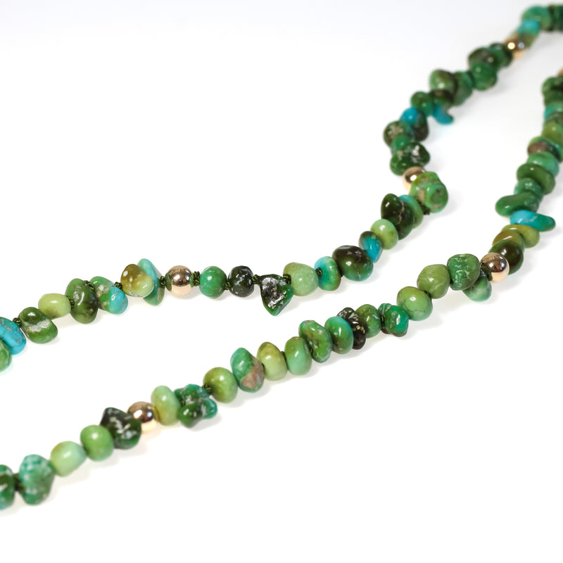 Sonoran lime turquoise bead necklace with gold
